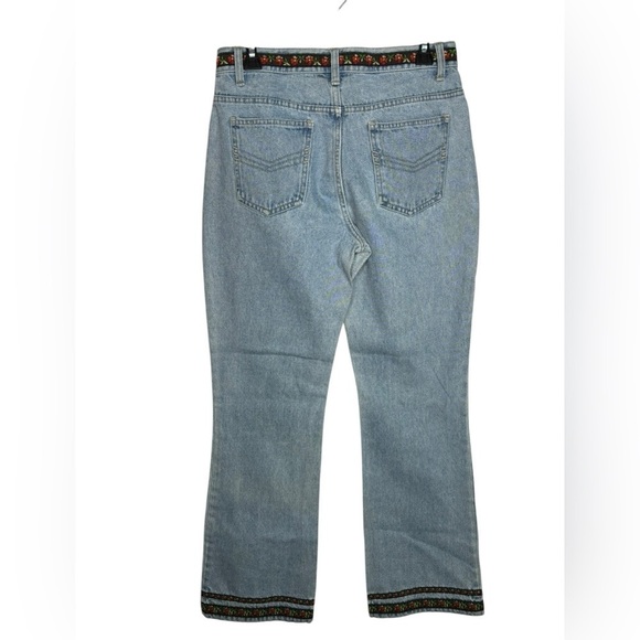 Y2K VTG Embroidered High Waist Boot Cut Light Wash Jeans Size 9 - Picture 5 of 12